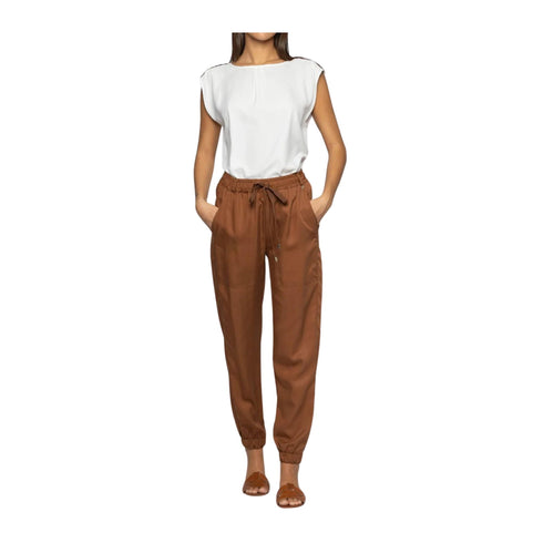 KOCCA Pantaloni Pantalone Donna morbido con coulisse Rame P24-KOCCAZEOS-10383-XS - Francavilla Moda